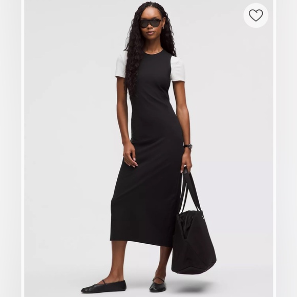 lululemon athletica Dresses & Skirts - Lululemon Black All Aligned Ribbed Midi Dress